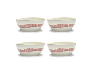 Serax Ottolenghi Feast bowl L Ø17 cm 4-pack White stripes-red