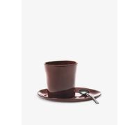 Serax Serax La Mère Asymmetric Stoneware Coffee Cup Saucer 14.5cm Red