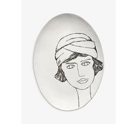 Serax Serax La Mère Graphic-Print Oval Stoneware Plate 37.5cm x 27.5cm White