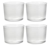 Serax Small Drinking Glasses Set of 4 | La Nouvelle Table glassware by Merci | Ribbed Clear Water Glass Cups without Lids | Home Essentials, Kitchen Set | Suitable for Beer, Juice | Coffee Accessories