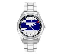 Serb Greek Friendship Flag Quartz Watch Stainless Steel Wrist Watches for Men Women Easy to Read