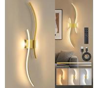 SERBASIC 100cm Gold Battery Wall Light 1 Pack, Wireless Rechargeable Sconce Living Room
