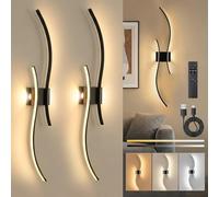 SERBASIC 100cm Gold Battery Wall Lights 2 Pack, Rechargeable Wireless Sconces Living Room
