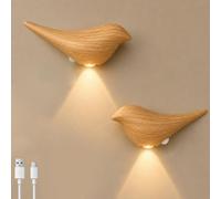 SERBASIC 2-Pack Motion Sensor Night Light Indoor,Rechargeable Wireless LED Wall Lights,Magnetic Bird Wall Lamp Sconce,Warm Glow Battery Operated Lights for Bedroom,Kids Nursery,Stairs,Landing
