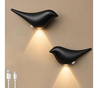 SERBASIC 2-Pack Motion Sensor Night Light Indoor,Rechargeable Wireless LED Wall Lights,Magnetic Bird Wall Lamp Sconce,Warm Glow Battery Operated Lights for Bedroom,Kids Nursery,Stairs,Landing