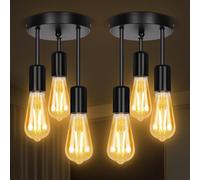 SERBASIC Ceiling Lights Fittings 3 Way Ceiling Light with E27 Base, Black Kitchen/Dining Room/Bedroom Hallway Lights 2Pack, No Bulb