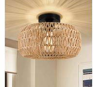 SERBASIC Rattan Ceiling Lights Boho Chandeliers with Bulb,Livingroom Ceiling Light Fixture with E27 Base for Hallway,Kitchen,Dining Room,Bedroom
