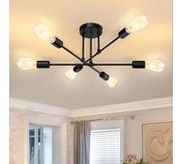 SERBASIC Sputnik Ceiling Light Ceiling Lights Fittings with E27 Base,Black Modern Chandelier for Farmhouse Kitchen Dining Room Bedroom Study Living Room(No Blub),Adjustable 6 Light
