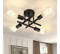 SERBASIC Sputnik Ceiling Light Ceiling Lights Fittings with E27 Base,Black Modern Chandelier for Farmhouse Kitchen Dining Room Bedroom Study Living Room(No Blub),4 Light