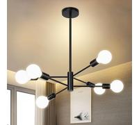 SERBASIC Sputnik Ceiling Light Ceiling Lights Fittings with E27 Base,Black Modern Chandelier for Farmhouse Kitchen Dining Room Bedroom Study Living Room(No Blub),6 Light C