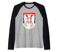 Serbia Coat of ARMS Serbian Pride Flag Raglan Baseball Tee