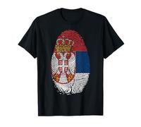 Serbia Flag Fingerprint Serbian Gift for Serbians T-Shirt