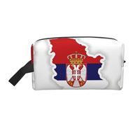 Serbia Flag Map Print Toiletry Bag for Men Travel Toiletry Bag, Spacious Capacity Cosmetic Bag for Women