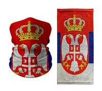 Serbia Flag Neck Gaiter - Double-Headed Eagle & Crown National Face Covering - Premium Serbian Multifunction Bandana for Outdoor Use, Festivals, and Patriotic Events - Lightweight Breathable Scarf