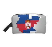 Serbia Flat Flag map Print Toiletry Bag for Men Travel Toiletry Bag, Spacious Capacity Cosmetic Bag for Women