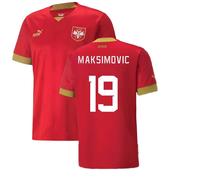 Serbia Men's 2022 - 2023 Home Shirt - Maksimovic 19 in Red | Size: Medium Serbia Red M