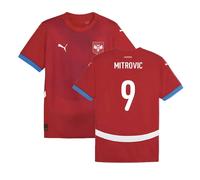 Serbia Men's 2024-2025 Home Shirt Mitrovic 9 in Red | Size: 2XL Serbia Red 2XL