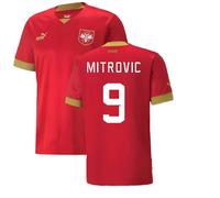 Serbia Men's Mens 2022 - 2023 Home Shirt - Mitrovic 9 in Red | Size: Medium Serbia Red M