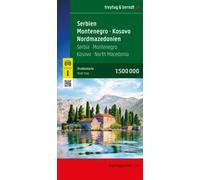 Serbia - Montenegro - North Macedonia Road Map : 1:500,000 scale