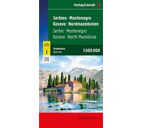 Serbia - Montenegro - North Macedonia Road Map: 1:500,000 scale