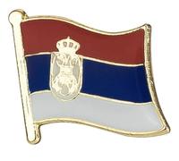 Serbia National Flag Enamel Metal Pin Badge Diplomat Lapel - 1.9cm x 1.6cm - Hard Enamel Serbian Tricolour Flag Brooch - National Crest Symbol for Jacket, Hat, or Backpack