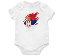 Serbia Torn Babygrow Serbian Babies Boy Girl Srbija Football Vest, 0-3 Months, White