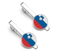 Serbian Flag Fashion Tie Clips for Men Women, 2 Pack Tie Bar Set,Accessory for Western-style Clothes Shirt Work