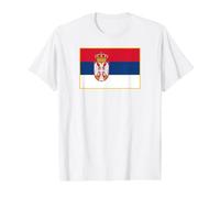 Serbian Flag of Serbia with Gold Border Value Graphic T-Shirt, Men, White, S