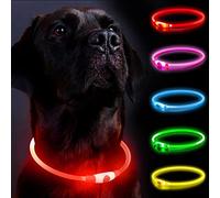 SerDa-Run 2 in 1 Light Up Dog Collar + Tag, Tag with USB Rechargeable, Led Adjustable Flashing Puppy Collars Three Modes for Small Medium Large Dogs Cats