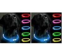 SerDa-Run Light Up Collar, Rechargeable Flashing Dog Collar with Size Adjustable Light - Three Modes (Blue) (Pack of 2)