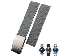 SERDAS 19mm 20mm 21mm Rubber Watchband,For Longines Master Conquest HydroConquest L3 Black Gray Blue Silicone Waterproof Watch Strap(Gray Silver,19mm)