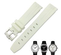 SERDAS 19mm 20mm Curved End Rubber Watchband for Tissot 1853 Lelocle PRC200 Rolex Submariner Hamilton Omega Waterproof Watch Strap(White 1,19mm)