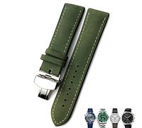 SERDAS 20mm 21mm 22mm Leather Watch Strap Black Brown Watch Bands For Rolex For Omega Seamaster 300 For Hamilton For Seiko For IWC For Tissot Bracelet(Green silver,22mm)