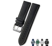 SERDAS 20mm 21mm 22mm Leather Watch Strap Black Brown Watch Bands For Rolex For Omega Seamaster 300 For Hamilton For Seiko For IWC For Tissot Bracelet(Black silver 1,20mm)