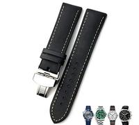 SERDAS 20mm 21mm 22mm Leather Watch Strap Black Brown Watch Bands For Rolex For Omega Seamaster 300 For Hamilton For Seiko For IWC For Tissot Bracelet(Black silver,20mm)