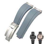 SERDAS 20mm 21mm Rubber Short Buckle Watchband Fit for Rolex Daytona Submariner Role OYSTERFLEX Yacht Master Small Wrist Silicone Strap(Gray-Buckle-Link,21mm)