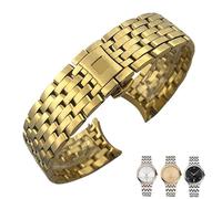 SERDAS 20mm 316L Curved End Stainless Steel Watchbands 16mm 19mm For Omega DE VILLE PRESTIGE Or dition Watch Strap Folding Clasp(Golden,16mm)