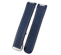 SERDAS 20mm Watchband For Omega Seamaster AQUA TERRA AT150 Ultra Light 8900 Silicone Rubber Premium Deployment Buckle Watch Strap(Blue white Round,20mm)