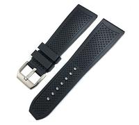 SERDAS 22mm 24mm Rubber Watchband 23mm，for CALIBRE DE CARTIER TANK SOLO SANTOS DE Waterproof Silicone Watch Strap Butterfly Buckle(Black Pin Buckle,24mm)