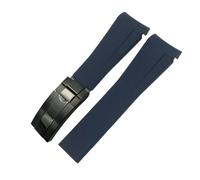 SERDAS Curved End Rubber Watchband 20mm 21mm 22mm for Rolex Submariner GMT Daytona Datejust Explorer 2 Silicone Watch Strap(Blue black,21mm)