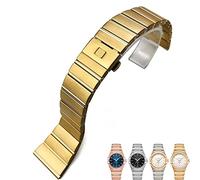 SERDAS For Omega Double Eagle Constellation Bracelet 15mm 17mm 18mm 23mm 25mm 316L Stainless Steel Watch Bands Folding Buckle Watch Strap(Gold,23mm-9.5mm)