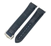 SERDAS For Omega Planet Ocean For Seamaster Diver 300 Pointed Clasp Silicone Watch Strap Rubber Nylon Leather Watchband 19 20mm 22 21mm Watchbands(Blue leather,19mm)