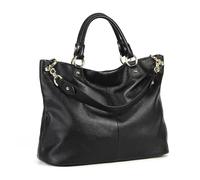 SERDAS Genuine Leather Women's Handbag Women Solid Casual Tote Bag Luxury Large Capacity Elegant Crossbody Bag Commuter Bag(Black)
