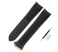 SERDAS High Density Nylon Rubber Watchband For Omega X Swatch Joint MoonSwatch Constellation Waterproof 20mm Watch Strap Curved End Band(BK-white rose,20mm)