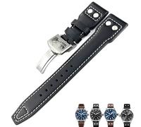SERDAS Italian Cowhide Watch Strap For IWC PILOT Mark PORTUGIESER PORTOFINO WatchBands 20mm 21mm 22mm(Black white 1,21mm)