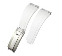 SERDAS Metal Curved End Link Endlink Rubber Watchband 20mm 21mm Fit for Rolex Submariner Datejust Daytona GMT OYSTERFLEX Silicone Strap(White,21mm)