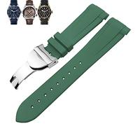 SERDAS Natural Rubber Watchband 20mm 22mm Special For Tudor Black Bay 1958 39mm 41mm GMT Pelagos Pin/Folding Buckle Rubber Strap(Green Folding,20mm)