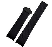 SERDAS Rubber Watchband For TAG WAY201A/WAY211A 300|500 Wrist Strap 21mm 22mm Arc End Black Blue Watch Band With Folding Buckle(Black black clasp)