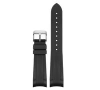 SERDAS Rubber Watchband For Tudor Black Bay GMT Watch Strap Curved End Folding Buckle Black Blue Red 22mm Wrist Band(Black-SR pin)