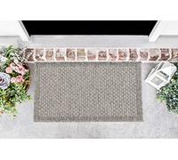 Serdim Rugs Harper Kilim Braided Checkered Design Outdoor Rugs, Silver, Rectangle 50 x 80cm